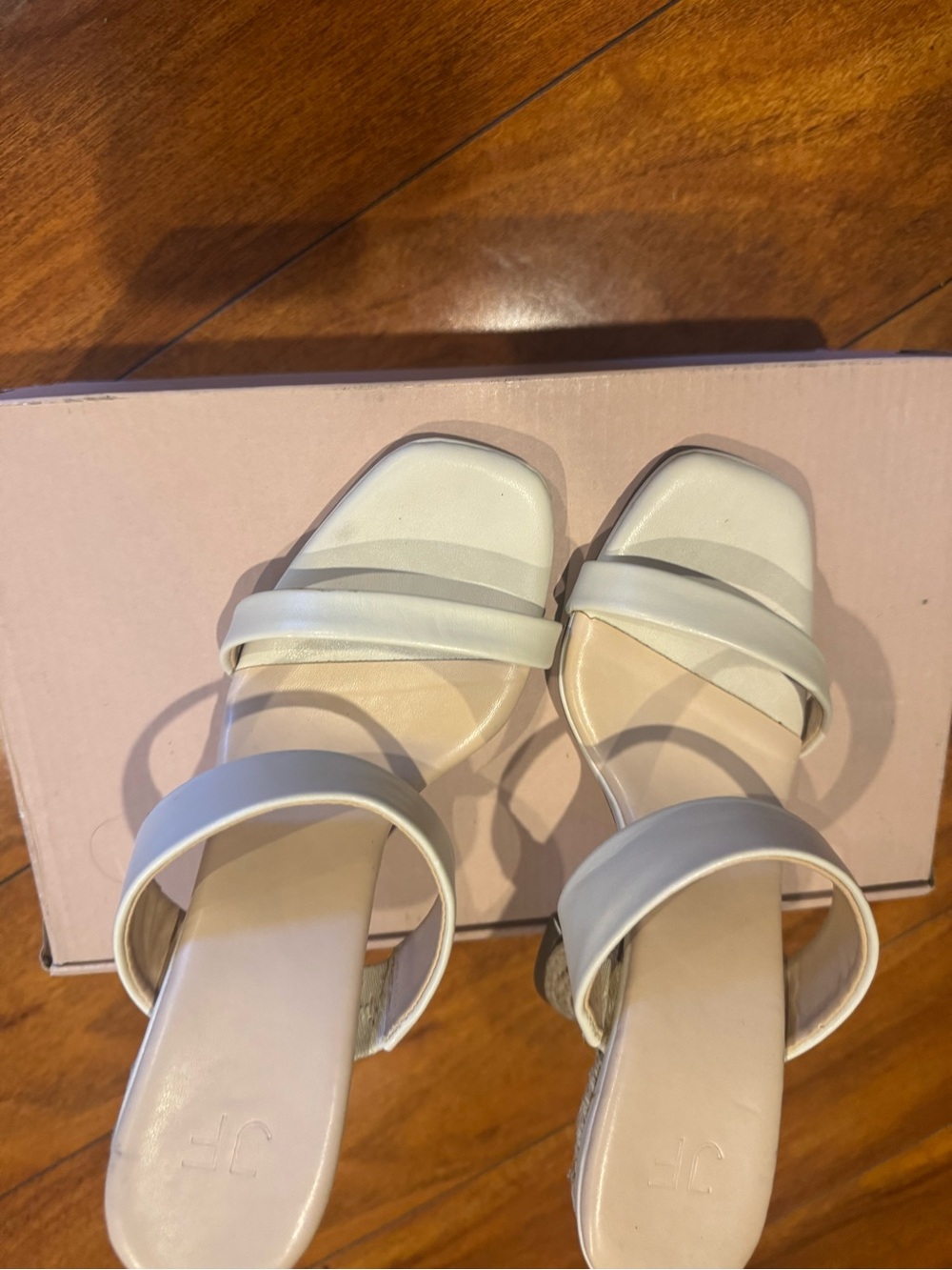 JustFab White Strappy Square-Toe Block Heel Sandals